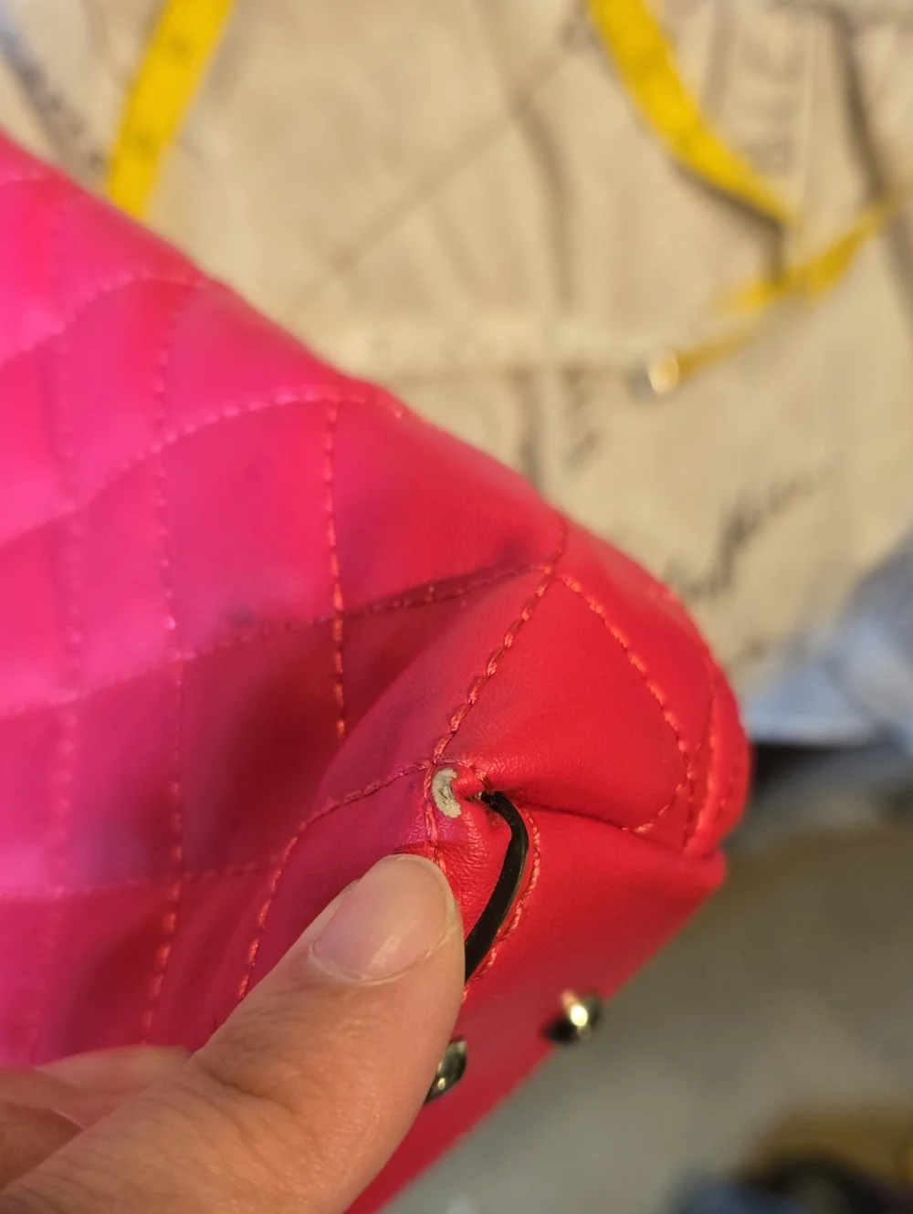 GUESS Quilted Satchel in Fuchsia Pink with Silver Hardware